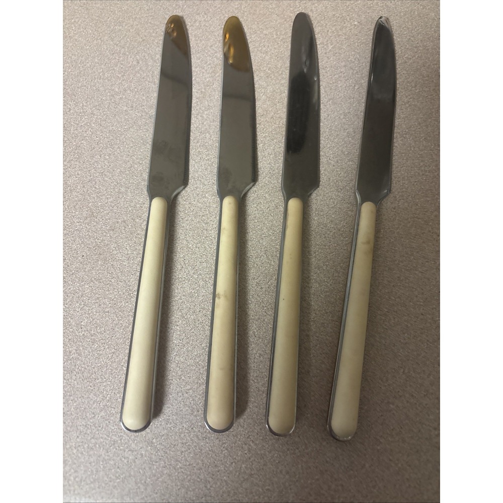 Mepra Italy Fantasia Vanilla 4 Knives 18/10 Stainless Steel Flatware Inox - Picture 4 of 7